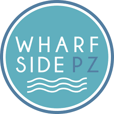 wharfside shopping centre logo, turquoise on white – the business is a social media marketing services client in Penzance, Cornwall